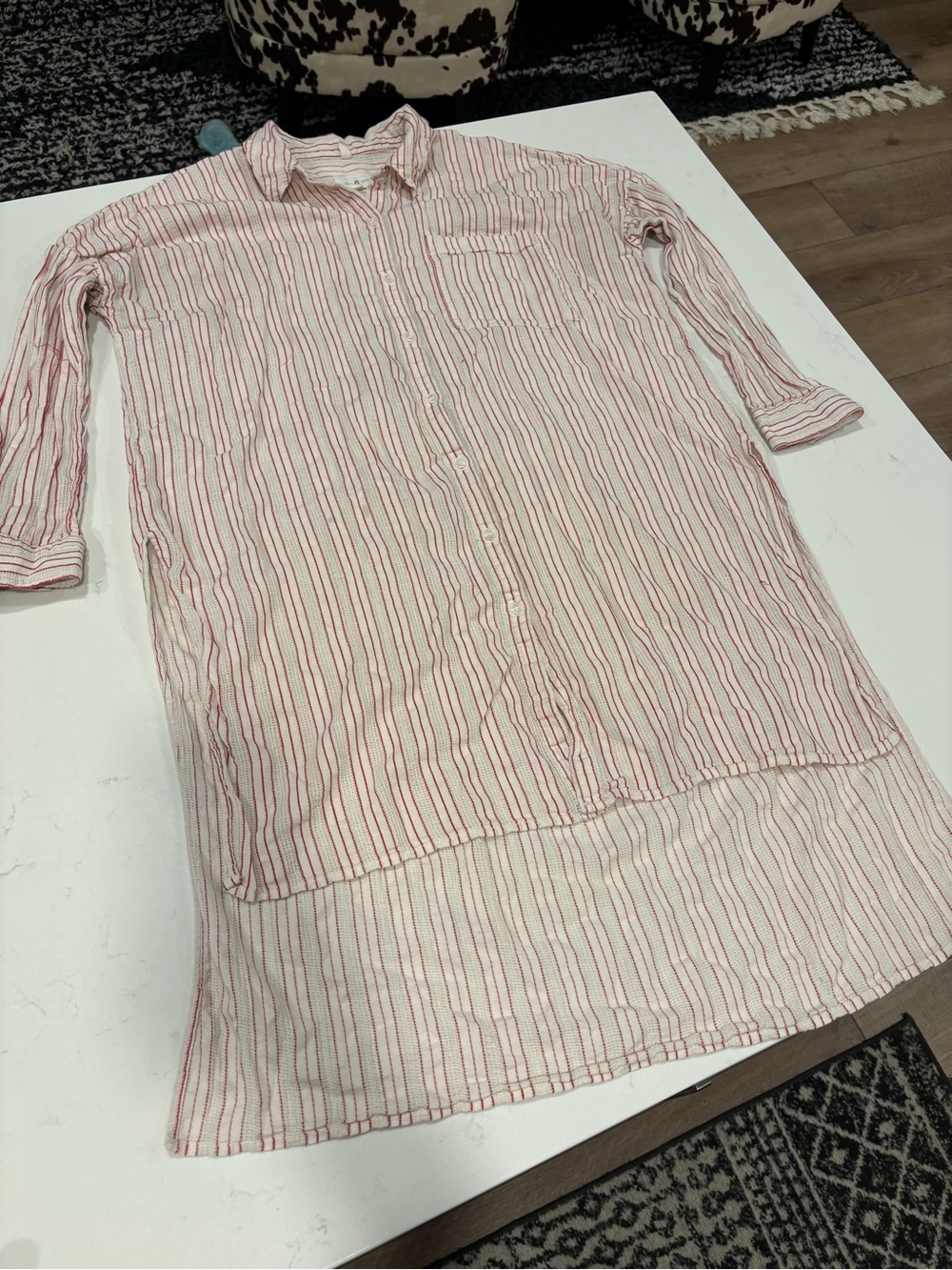 Lou & Grey White Shirt with Red Pinstripes